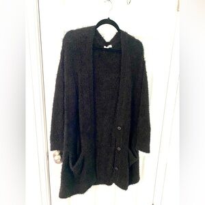 BB Dakota Oversized Shaggy Cardigan (black) - Size Small
